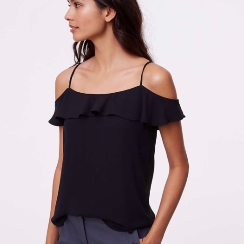 LOFT Spaghetti strap blouse with ruffle sleeves!